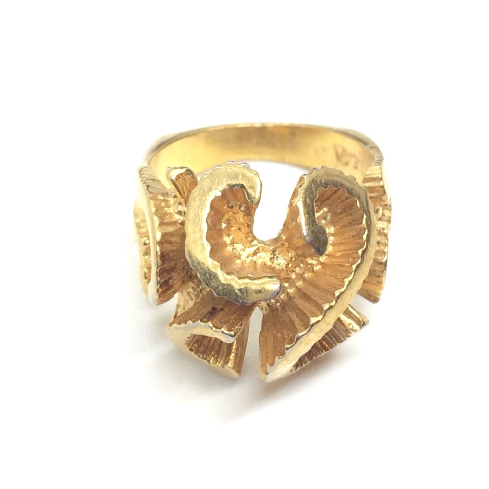VINTAGE MCM GOLD TONE FLOWER COCKTAIL RING MODERNIST STATEMENT ABSTRACT FLORAL - Picture 6 of 16
